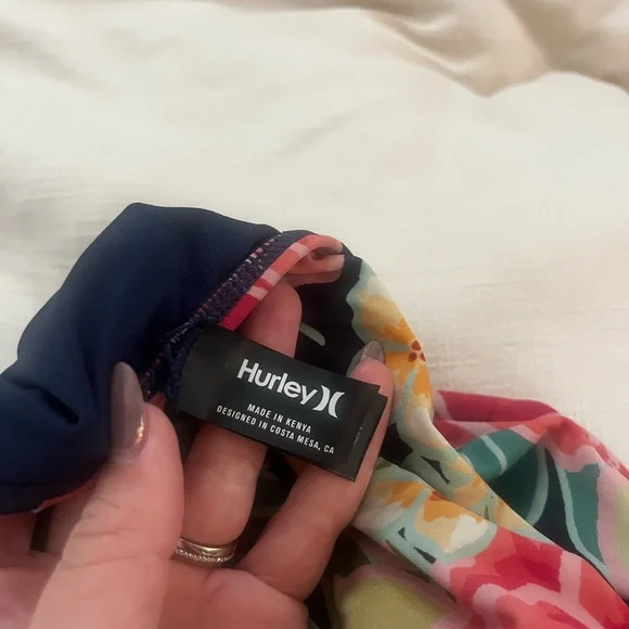 HURLEY One-Piece Swimsuit Pink Poppy Floral Adjustable Straps size small - Picture 5 of 6